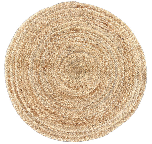 Modern Handmade Natural Jute Round Solid Rug Indian Dhurrie -8047