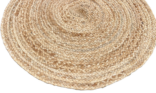 Modern Handmade Natural Jute Round Solid Rug Indian Dhurrie -8047
