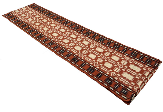 New Zealand Wool Cream, Terracotta And Brown 2.5x21.5 feet Geometric Runner