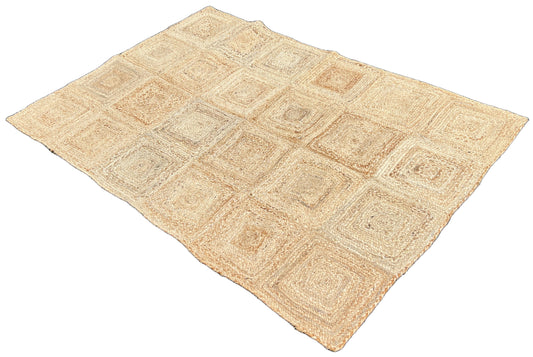 Modern Handmade Natural Jute Checker Board Rug Indian Dhurrie -8046