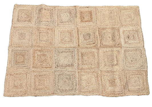 Modern Handmade Natural Jute Checker Board Rug Indian Dhurrie -8046