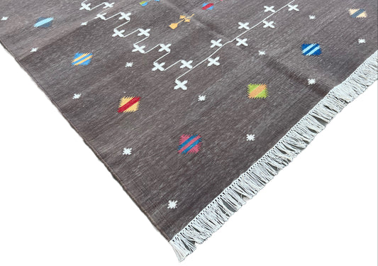 Modern Handmade Cotton Coffee Brown And White Shooting Star Rug