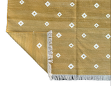 Modern Handmade Cotton Flat Weave Mustard Diamond Rug