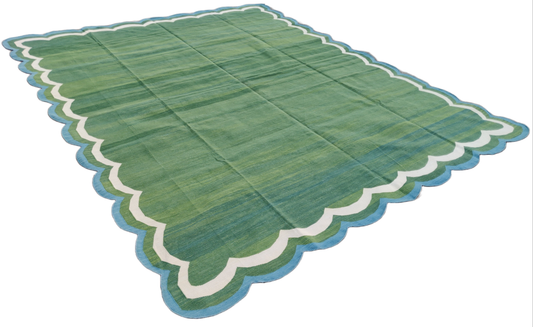 Cotton Forest Green 10x10 Scalloped Rug for Elizabeth Kennedy