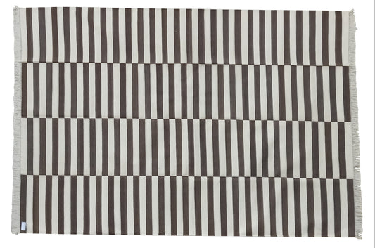 Custom Cotton Brown And White Up-down Striped Rug for Charlotte Barns Design in Size 12'x15'