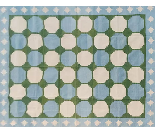 Modern Handmade Cotton Geometric Star Rug for Shaza Lynn in Size 12'x15' with Colors #42,30 and #10
