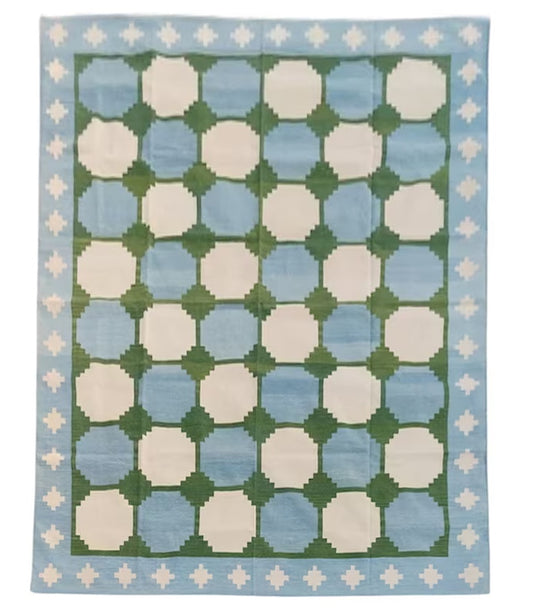 Modern Handmade Cotton Geometric Star Rug for Shaza Lynn in Size 12'x15' with Colors #42,30 and #10