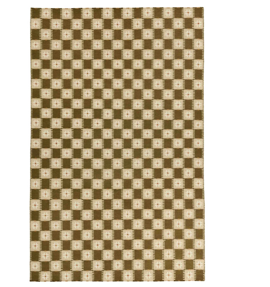 Handmade New Zealand Wool Olive Green, White, Cream And Red Geometric Rug Size 280x280cm