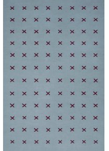Handmade New Zealand Wool Turquoise Blue And Burgundy Cross Pattern Rug for Ellen Kavanaugh in Size 8'9"x9'6"