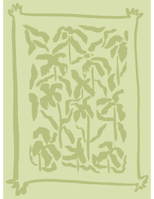 Custom New Zealand Wool Cream And Green Geometric Rug for Isabel Moura in a Size 200x270cm