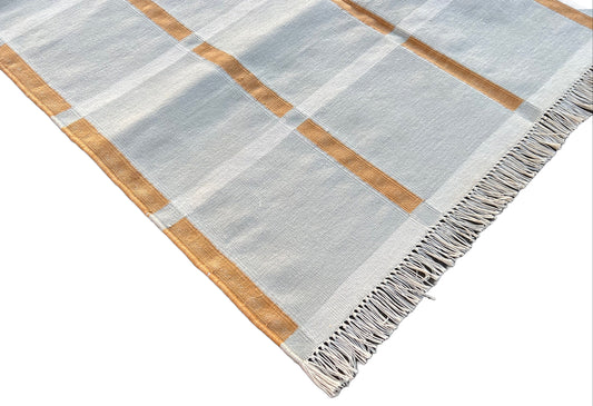 Modern Handmade Cotton Checked Rug