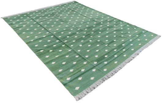 Modern Handmade Cotton Diamond/ Leaf Rug