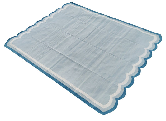 Modern Handmade Cotton Scalloped Rug