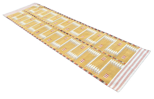 Modern Handmade Cotton Geometric Runner