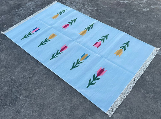 Modern Handmade Cotton Tree/ Leaf Rug