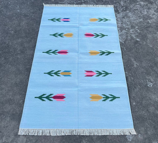 Modern Handmade Cotton Tree/ Leaf Rug