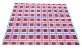 Modern Handmade Cotton Pink And Red Checked Rug-6522