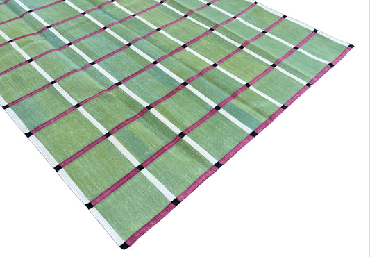 Modern Handmade Cotton Checked Rug