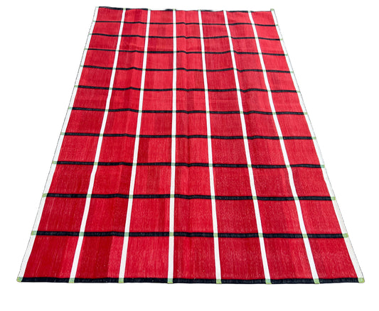 Modern Handmade Cotton Cheked Rug