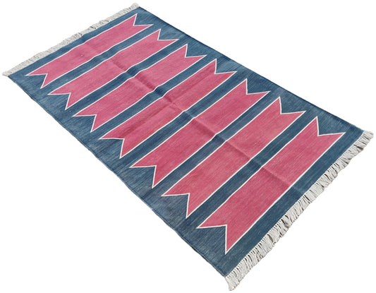 Modern Handmade Cotton Zig Zag Striped Rug