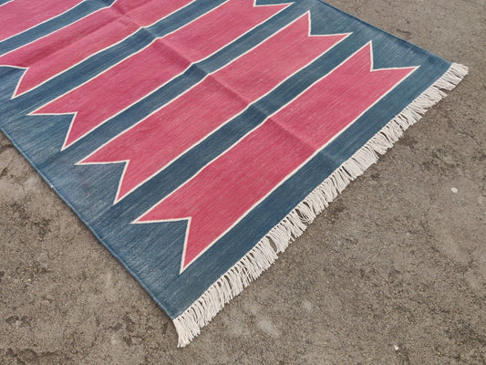 Modern Handmade Cotton Zig Zag Striped Rug