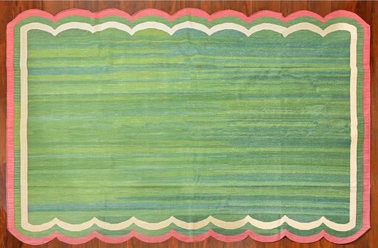 Modern Handmade Cotton Scalloped Rug