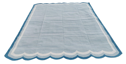 Modern Handmade Cotton Scalloped Rug