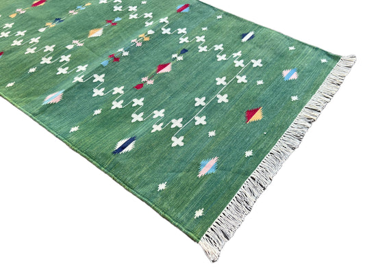 Modern Handmade Cotton Forest Green Shooting Star Runner