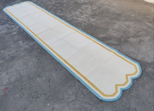 Modern Handmade Cotton Scalloped Runner