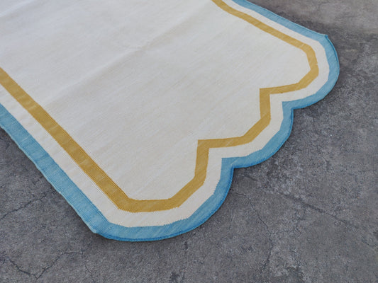 Modern Handmade Cotton Scalloped Runner