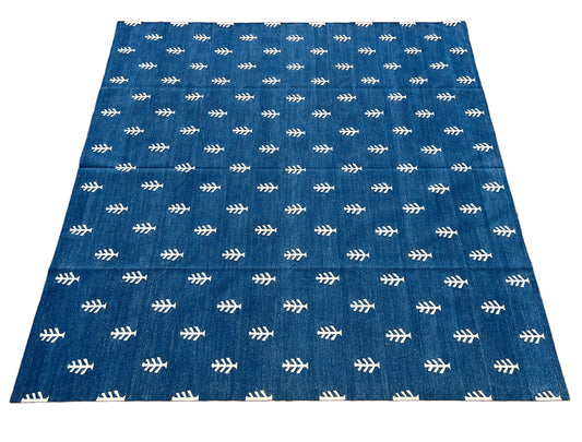 Modern Handmade Cotton Tree/ Leaf Rug