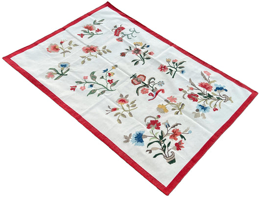 Modern Handmade Cotton Tree/ Leaf Rug for Elaina Fagan USA