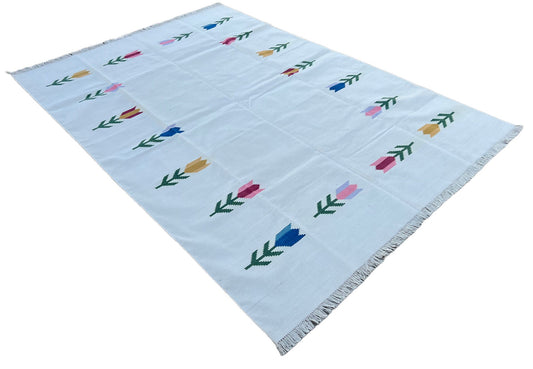 Modern Handmade Cotton Tree Leaf Rug