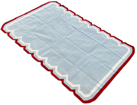 Modern Handmade Cotton Scalloped Rug