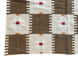 Modern Handmade Woolen Brown, Cream, Red And Mustard Geometric Rug-6803