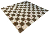 Modern Handmade Woolen Brown, Cream, Red And Mustard Geometric Rug-6803