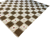 Modern Handmade Woolen Brown, Cream, Red And Mustard Geometric Rug-6803