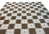 Modern Handmade Woolen Brown, Cream, Red And Mustard Geometric Rug-6803