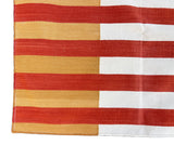 Modern Handmade Cotton Mustard, Cream And Terracotta Striped Area Rug-6755