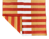 Modern Handmade Cotton Mustard, Cream And Terracotta Striped Area Rug-6755