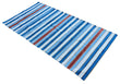 Modern Handmade Cotton Sky Blue, Red And White Striped Dhurrie Runner-6793