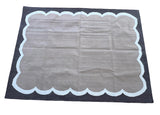 Modern Handmade Cotton Beige, Cream and Coffee Brown Scalloped Rug-6796