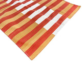 Modern Handmade Cotton Mustard, Cream And Terracotta Striped Area Rug-6755