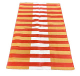 Modern Handmade Cotton Mustard, Cream And Terracotta Striped Area Rug-6755
