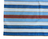 Modern Handmade Cotton Sky Blue, Red And White Striped Dhurrie Runner-6793