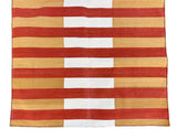 Modern Handmade Cotton Mustard, Cream And Terracotta Striped Area Rug-6755