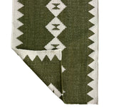 Modern Handmade New Zealand Wool Dark Olive Green And White Geometric Runner-6824