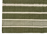 Modern Handmade Woolen Olive Green And White Striped Rug-6837