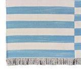 Modern Handmade Cotton Sky Blue And White Up Down Striped Runner-6761