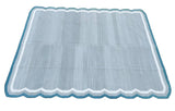 Modern Handmade Cotton Gray, Cream and Teal Blue Scalloped Rug-9661